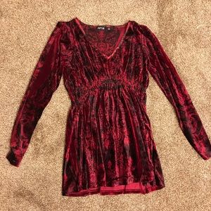 Gothic velvet mini long sleeve dress